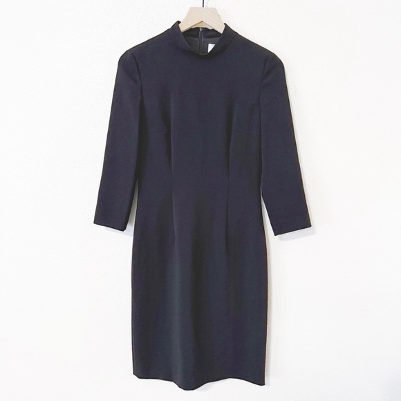 NWT Boss Hugo Boss Black Sheath Mock Neck 3/4 Sleeve Black Uniform Dress - Picture 1 of 8